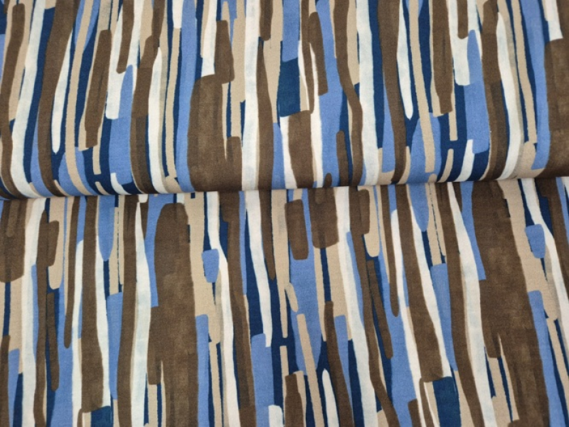 Viscose Jersey Striche braun/blau